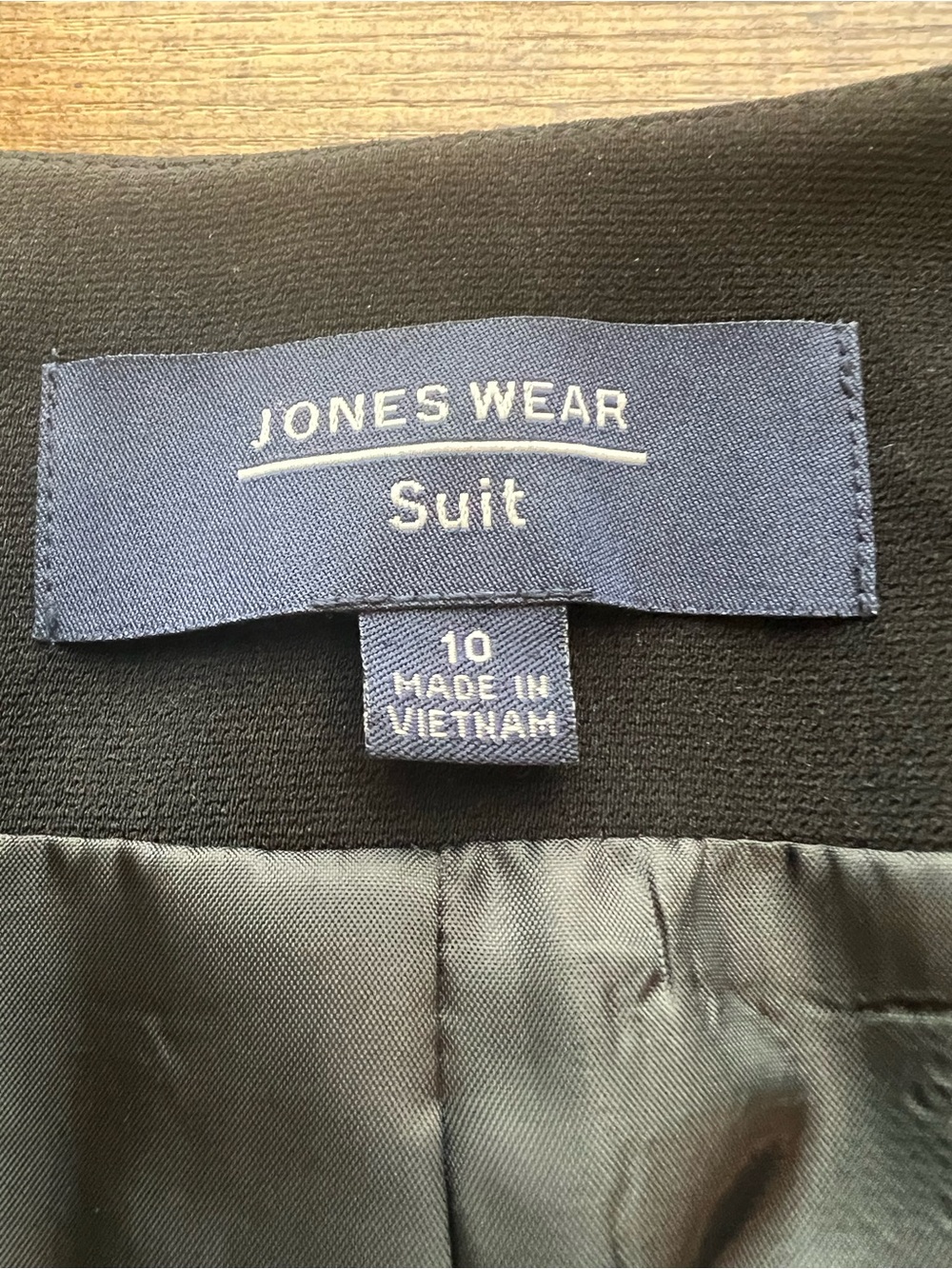 Jones Wear Black Collarless Blazer Size 10 White Contrast Cuff Open Front - Picture 3 of 11